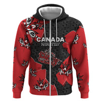 Canada National Indigenous Peoples Day Hoodie Red Map Haida Totem Patterns