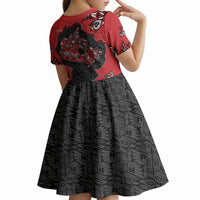 Canada National Indigenous Peoples Day Kid Short Sleeve Dress Red Map Haida Totem Patterns