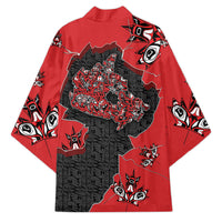 Canada National Indigenous Peoples Day Kimono Red Map Haida Totem Patterns
