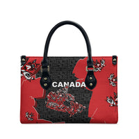Canada National Indigenous Peoples Day Leather Bag Red Map Haida Totem Patterns