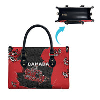 Canada National Indigenous Peoples Day Leather Bag Red Map Haida Totem Patterns