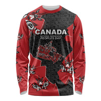 Canada National Indigenous Peoples Day Long Sleeve Shirt Red Map Haida Totem Patterns