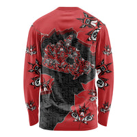 Canada National Indigenous Peoples Day Long Sleeve Shirt Red Map Haida Totem Patterns