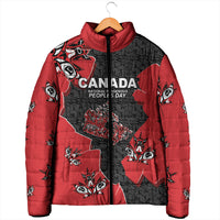 Canada National Indigenous Peoples Day Padded Jacket Red Map Haida Totem Patterns