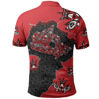 Canada National Indigenous Peoples Day Polo Shirt Red Map Haida Totem Patterns