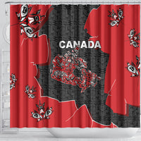 Canada National Indigenous Peoples Day Shower Curtain Red Map Haida Totem Patterns