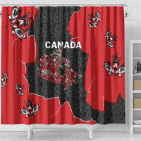 Canada National Indigenous Peoples Day Shower Curtain Red Map Haida Totem Patterns