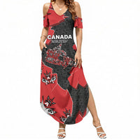 Canada National Indigenous Peoples Day Summer Maxi Dress Red Map Haida Totem Patterns