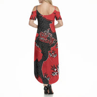 Canada National Indigenous Peoples Day Summer Maxi Dress Red Map Haida Totem Patterns