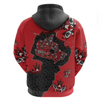Canada National Indigenous Peoples Day Zip Hoodie Red Map Haida Totem Patterns