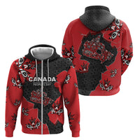 Canada National Indigenous Peoples Day Zip Hoodie Red Map Haida Totem Patterns