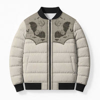 Western Gothic Yoke Bomber Puffer Jacket Bat And Stars - Wonder Print Shop