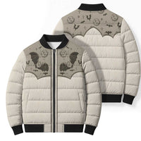 Western Gothic Yoke Bomber Puffer Jacket Bat And Stars - Wonder Print Shop