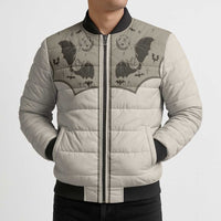 Western Gothic Yoke Bomber Puffer Jacket Bat And Stars - Wonder Print Shop