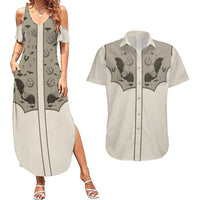 Western Gothic Yoke Couples Matching Summer Maxi Dress and Hawaiian Shirt Bat And Stars - Wonder Print Shop