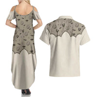 Western Gothic Yoke Couples Matching Summer Maxi Dress and Hawaiian Shirt Bat And Stars - Wonder Print Shop