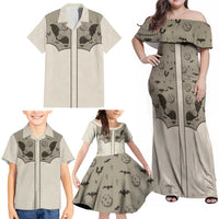 Western Gothic Yoke Family Matching Off Shoulder Maxi Dress and Hawaiian Shirt Bat And Stars - Wonder Print Shop