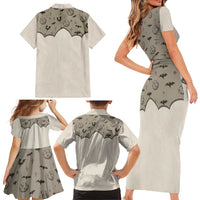 Western Gothic Yoke Family Matching Short Sleeve Bodycon Dress and Hawaiian Shirt Bat And Stars - Wonder Print Shop