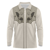 Western Gothic Yoke Long Sleeve Polo Shirt Bat And Stars - Wonder Print Shop