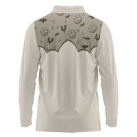 Western Gothic Yoke Long Sleeve Polo Shirt Bat And Stars - Wonder Print Shop