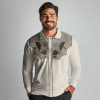 Western Gothic Yoke Long Sleeve Polo Shirt Bat And Stars - Wonder Print Shop