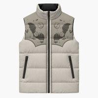 Western Gothic Yoke Sleeveless Puffer Jacket Bat And Stars - Wonder Print Shop