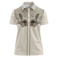 Western Gothic Yoke Women Polo Shirt Bat And Stars - Wonder Print Shop