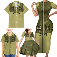 Western Gothic Yoke Family Matching Short Sleeve Bodycon Dress and Hawaiian Shirt Retro Butterfly With Daisy Garden - Wonder Print Shop