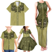 Western Gothic Yoke Family Matching Tank Maxi Dress and Hawaiian Shirt Retro Butterfly With Daisy Garden - Wonder Print Shop