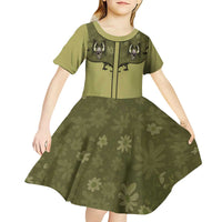 Western Gothic Yoke Kid Short Sleeve Dress Retro Butterfly With Daisy Garden - Wonder Print Shop