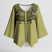 Western Gothic Yoke Kimono Sleeve Blouse Retro Butterfly With Daisy Garden - Wonder Print Shop