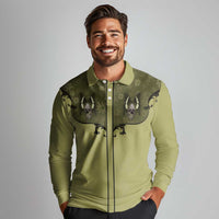 Western Gothic Yoke Long Sleeve Polo Shirt Retro Butterfly With Daisy Garden - Wonder Print Shop