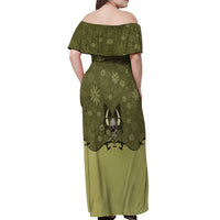 Western Gothic Yoke Off Shoulder Maxi Dress Retro Butterfly With Daisy Garden - Wonder Print Shop