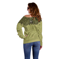 Western Gothic Yoke Off Shoulder Sweater Retro Butterfly With Daisy Garden - Wonder Print Shop