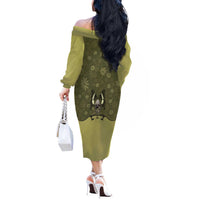 Western Gothic Yoke Off The Shoulder Long Sleeve Dress Retro Butterfly With Daisy Garden - Wonder Print Shop