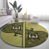 Western Gothic Yoke Round Carpet Retro Butterfly With Daisy Garden - Wonder Print Shop