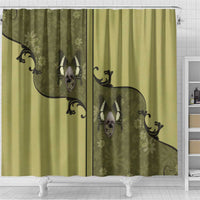 Western Gothic Yoke Shower Curtain Retro Butterfly With Daisy Garden - Wonder Print Shop