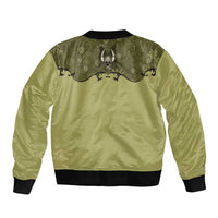 Western Gothic Yoke Sleeve Zip Bomber Jacket Retro Butterfly With Daisy Garden - Wonder Print Shop