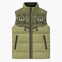 Western Gothic Yoke Sleeveless Puffer Jacket Retro Butterfly With Daisy Garden - Wonder Print Shop