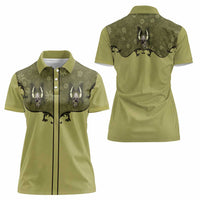 Western Gothic Yoke Women Polo Shirt Retro Butterfly With Daisy Garden - Wonder Print Shop