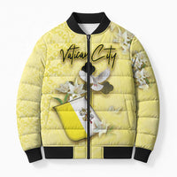 Personalized Vatican City Bomber Puffer Jacket Coat Of Arms With Dove Bird - Wonder Print Shop