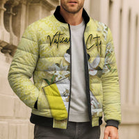 Personalized Vatican City Bomber Puffer Jacket Coat Of Arms With Dove Bird - Wonder Print Shop