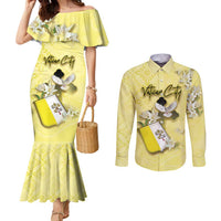Personalized Vatican City Couples Matching Mermaid Dress and Long Sleeve Button Shirt Coat Of Arms With Dove Bird - Wonder Print Shop