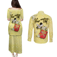 Personalized Vatican City Couples Matching Puletasi and Long Sleeve Button Shirt Coat Of Arms With Dove Bird - Wonder Print Shop