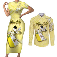 Personalized Vatican City Couples Matching Short Sleeve Bodycon Dress and Long Sleeve Button Shirt Coat Of Arms With Dove Bird - Wonder Print Shop