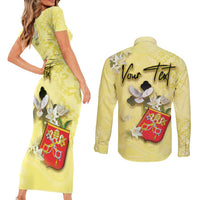 Personalized Vatican City Couples Matching Short Sleeve Bodycon Dress and Long Sleeve Button Shirt Coat Of Arms With Dove Bird - Wonder Print Shop
