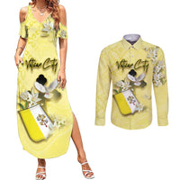 Personalized Vatican City Couples Matching Summer Maxi Dress and Long Sleeve Button Shirt Coat Of Arms With Dove Bird - Wonder Print Shop