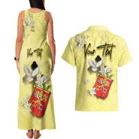 Personalized Vatican City Couples Matching Tank Maxi Dress and Hawaiian Shirt Coat Of Arms With Dove Bird - Wonder Print Shop