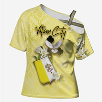 Personalized Vatican City Cross Shoulder Shirt Coat Of Arms With Dove Bird - Wonder Print Shop
