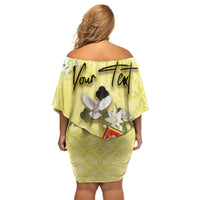 Personalized Vatican City Family Matching Off Shoulder Short Dress and Hawaiian Shirt Coat Of Arms With Dove Bird - Wonder Print Shop